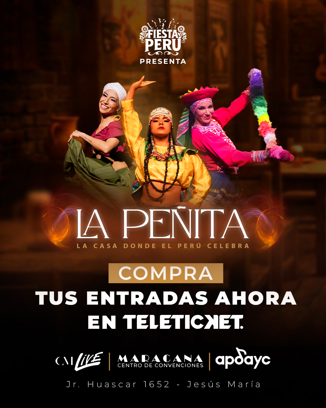 Flyer de una próxima función de Fiesta Perú
