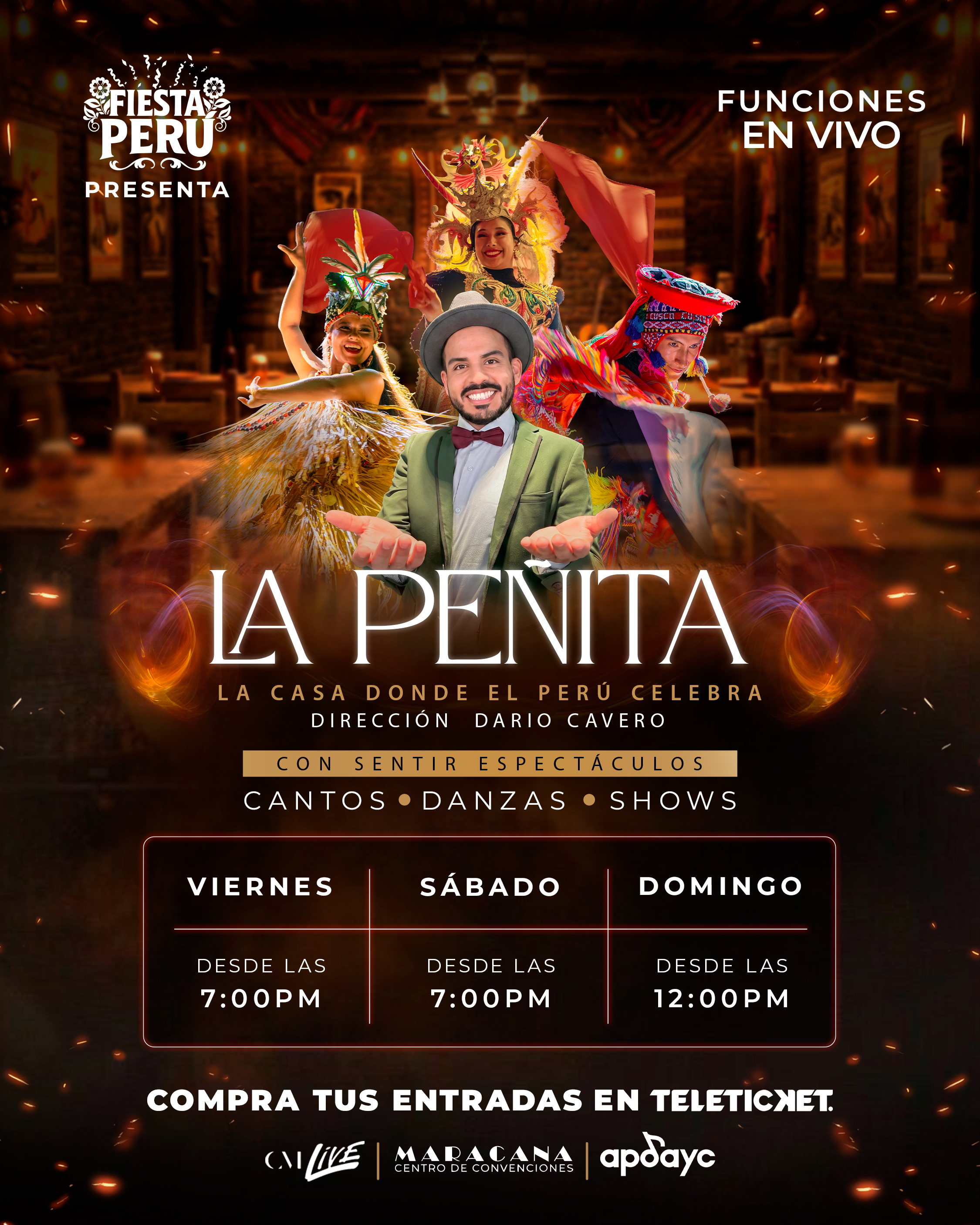 Flyer de una próxima función de Fiesta Perú